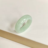 19.4mm A-Grade Natural Light Yellowish Green Jadeite Abacus Ring Band No.162450