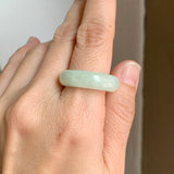 19.4mm A-Grade Natural Light Yellowish Green Jadeite Abacus Ring Band No.162450