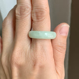 19.4mm A-Grade Natural Light Yellowish Green Jadeite Abacus Ring Band No.162450