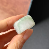 18.1mm A-Grade Natural Green Floral Jadeite Archer Ring Band No. 162408