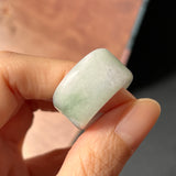 18.1mm A-Grade Natural Green Floral Jadeite Archer Ring Band No. 162408