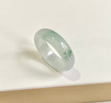 19.7mm A-Grade Natural Floral Jadeite Abacus Ring Band No.162451