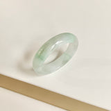 20.3mm A-Grade Natural White Green Jadeite Abacus Ring Band No.162452