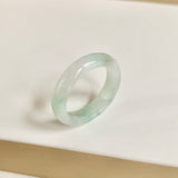 20.3mm A-Grade Natural White Green Jadeite Abacus Ring Band No.162452