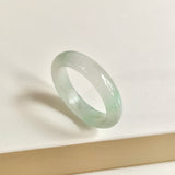 20.3mm A-Grade Natural White Green Jadeite Abacus Ring Band No.162452