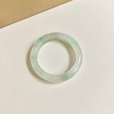 20.3mm A-Grade Natural White Green Jadeite Abacus Ring Band No.162452