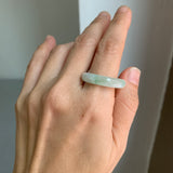 20.3mm A-Grade Natural White Green Jadeite Abacus Ring Band No.162452