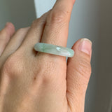 20.3mm A-Grade Natural White Green Jadeite Abacus Ring Band No.162452