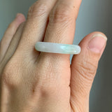 20.3mm A-Grade Natural White Green Jadeite Abacus Ring Band No.162452