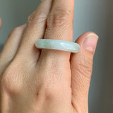 20.3mm A-Grade Natural White Green Jadeite Abacus Ring Band No.162452