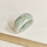 19.9mm A-Grade Natural Light Bluish Green Jadeite Abacus Ring Band No.162453