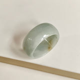 19.9mm A-Grade Natural Light Bluish Green Jadeite Abacus Ring Band No.162453