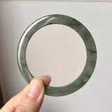 55.1mm A-Grade Natural Bluish Green Jadeite Modern Round Bangle No. 152015