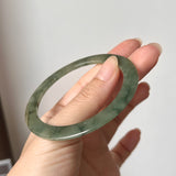 55.1mm A-Grade Natural Bluish Green Jadeite Modern Round Bangle No. 152015