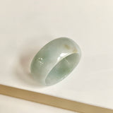 19.9mm A-Grade Natural Light Bluish Green Jadeite Abacus Ring Band No.162453