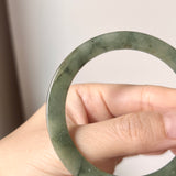 55.1mm A-Grade Natural Bluish Green Jadeite Modern Round Bangle No. 152015