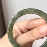 55.1mm A-Grade Natural Bluish Green Jadeite Modern Round Bangle No. 152015