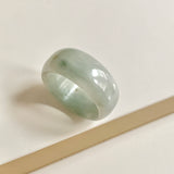 19.9mm A-Grade Natural Light Bluish Green Jadeite Abacus Ring Band No.162453