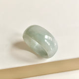 19.9mm A-Grade Natural Light Bluish Green Jadeite Abacus Ring Band No.162453