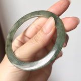 55.1mm A-Grade Natural Bluish Green Jadeite Modern Round Bangle No. 152015