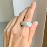 19.9mm A-Grade Natural Light Bluish Green Jadeite Abacus Ring Band No.162453