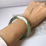 55.1mm A-Grade Natural Bluish Green Jadeite Modern Round Bangle No. 152015