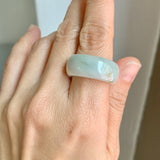 19.9mm A-Grade Natural Light Bluish Green Jadeite Abacus Ring Band No.162453