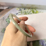 54.6mm A-Grade Natural Green White Jadeite Modern Round Bangle No. 152016