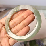 54.6mm A-Grade Natural Green White Jadeite Modern Round Bangle No. 152016