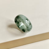 19.3mm A-Grade Natural Bluish Green Floral Jadeite Abacus Ring Band No.162454