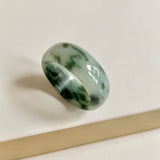 19.3mm A-Grade Natural Bluish Green Floral Jadeite Abacus Ring Band No.162454