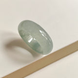 19.2mm Icy A-Grade Natural Light Bluish Green Jadeite Abacus Ring Band No.162455