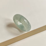 19.2mm Icy A-Grade Natural Light Bluish Green Jadeite Abacus Ring Band No.162455