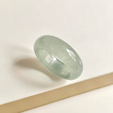 19.2mm Icy A-Grade Natural Light Bluish Green Jadeite Abacus Ring Band No.162455