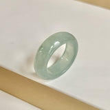 19.2mm Icy A-Grade Natural Light Bluish Green Jadeite Abacus Ring Band No.162455