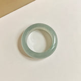 19.2mm Icy A-Grade Natural Light Bluish Green Jadeite Abacus Ring Band No.162455