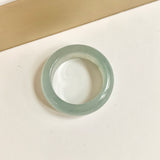 19.2mm Icy A-Grade Natural Light Bluish Green Jadeite Abacus Ring Band No.162455