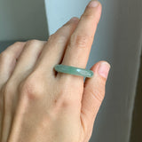 20.4mm A-Grade Natural Bluish Green Jadeite Abacus Ring Band No.162456