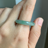 20.4mm A-Grade Natural Bluish Green Jadeite Abacus Ring Band No.162456