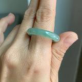 20.4mm A-Grade Natural Bluish Green Jadeite Abacus Ring Band No.162456