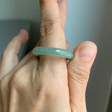 20.4mm A-Grade Natural Bluish Green Jadeite Abacus Ring Band No.162456