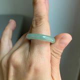 20.4mm A-Grade Natural Bluish Green Jadeite Abacus Ring Band No.162456