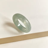 19.4mm Icy A-Grade Natural Light Bluish Green Jadeite Abacus Ring Band No.162457