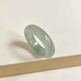 19.4mm Icy A-Grade Natural Light Bluish Green Jadeite Abacus Ring Band No.162457