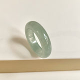 19.4mm Icy A-Grade Natural Light Bluish Green Jadeite Abacus Ring Band No.162457