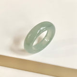 19.4mm Icy A-Grade Natural Light Bluish Green Jadeite Abacus Ring Band No.162457