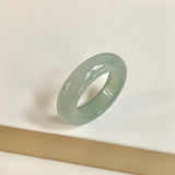 19.4mm Icy A-Grade Natural Light Bluish Green Jadeite Abacus Ring Band No.162457