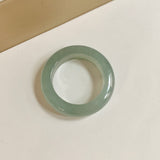 19.4mm Icy A-Grade Natural Light Bluish Green Jadeite Abacus Ring Band No.162457