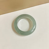 19.4mm Icy A-Grade Natural Light Bluish Green Jadeite Abacus Ring Band No.162457