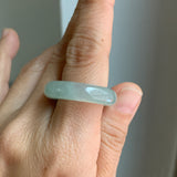 19.4mm Icy A-Grade Natural Light Bluish Green Jadeite Abacus Ring Band No.162457